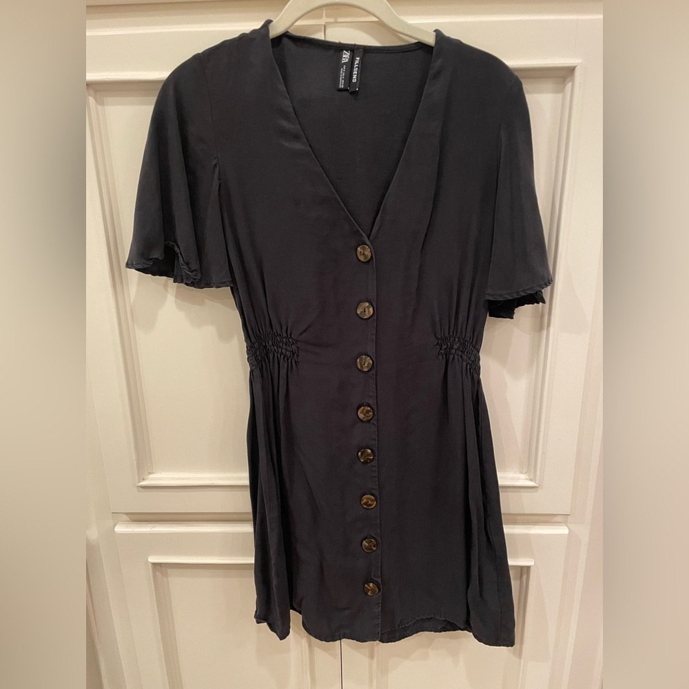Zara Black Button Mini Dress